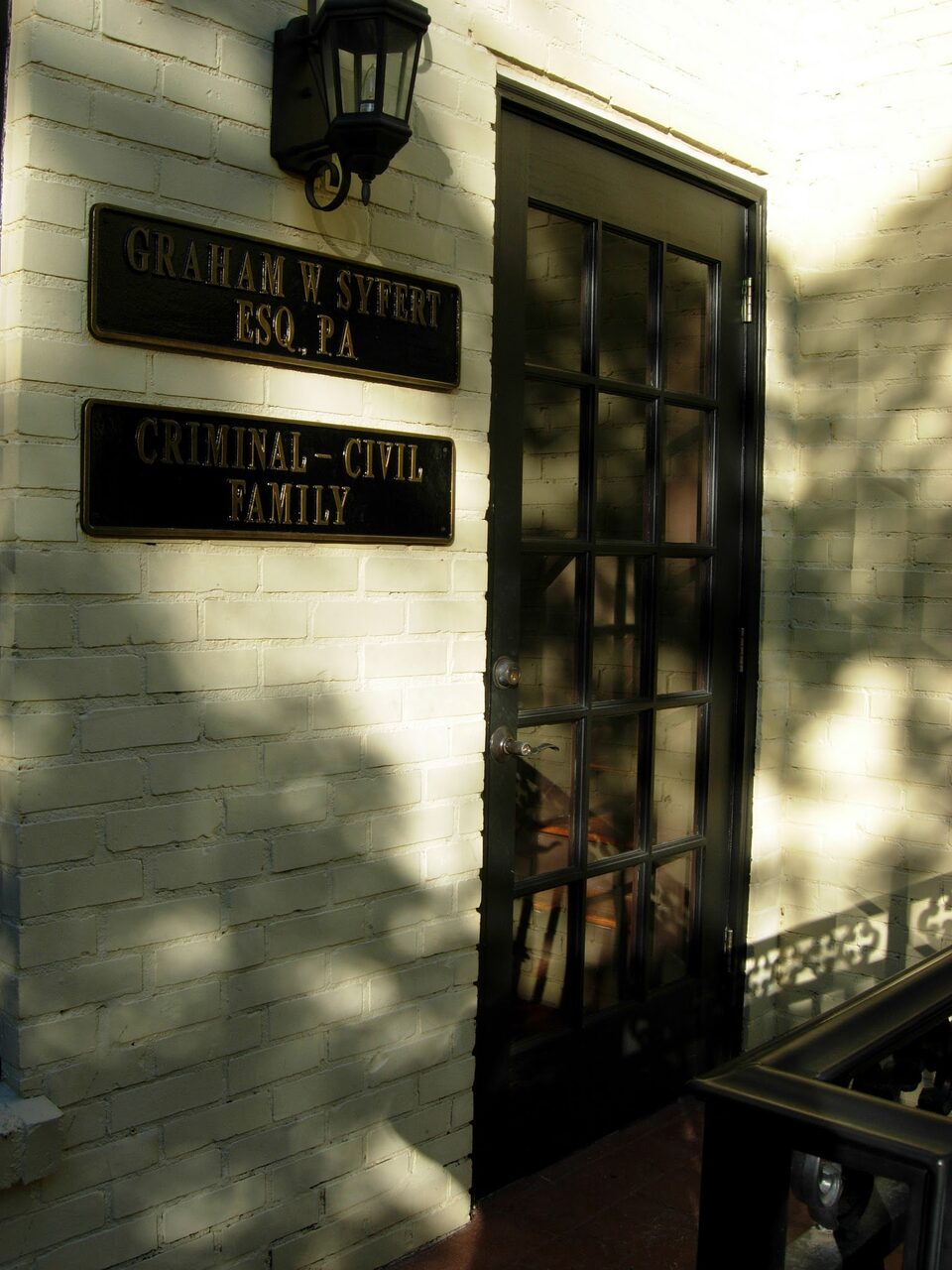 Graham W. Syfert, Esq., P.A. office plaque at 575 Wells Road, Orange Park, Florida
